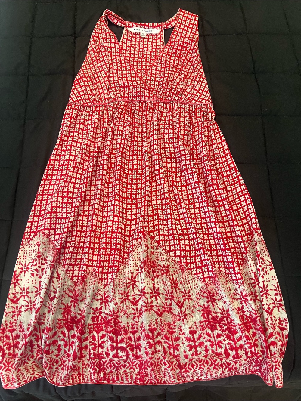Max Studio Red and White Printed Dress